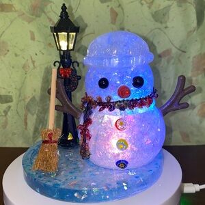 Festive Lighted Snowman & Lamp Post Holiday Decoration